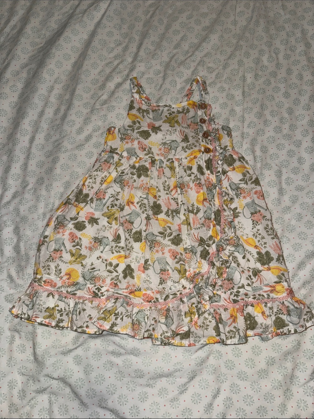cupcakes & cashmere White Floral Sundress with Yellow & Pink Accents